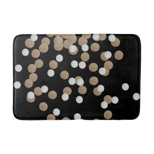 minimalist glitter black champagne gold confetti bath mat