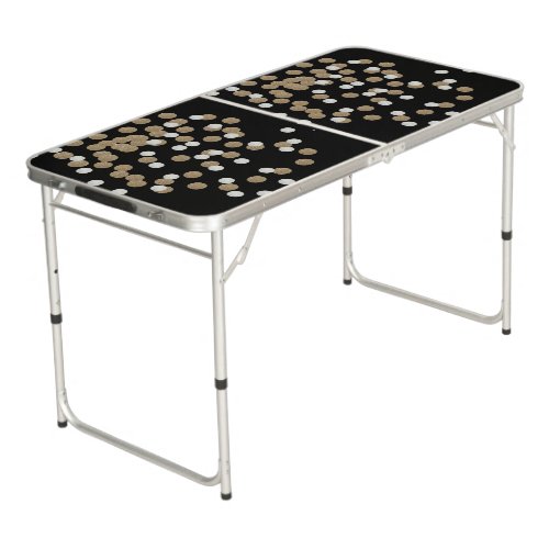 minimalist glitter black champagne gold confetti beer pong table