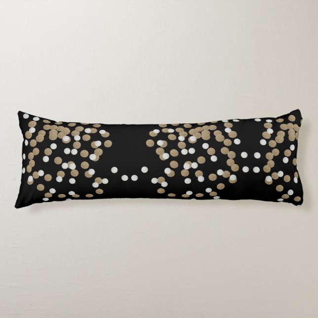 minimalist glitter black champagne gold confetti body pillow (Front)