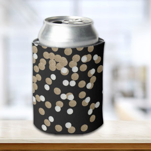 minimalist glitter black champagne gold confetti can cooler