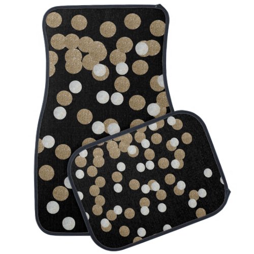 minimalist glitter black champagne gold confetti car floor mat