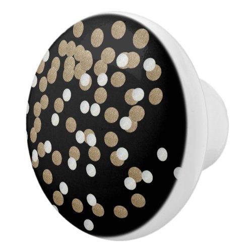 minimalist glitter black champagne gold confetti ceramic knob
