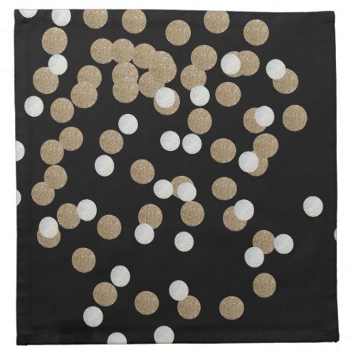 minimalist glitter black champagne gold confetti cloth napkin