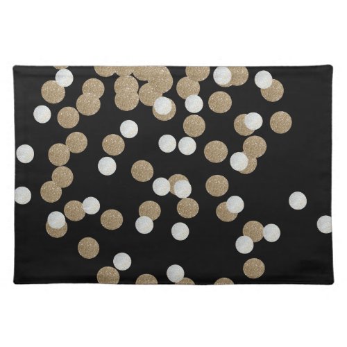 minimalist glitter black champagne gold confetti cloth placemat