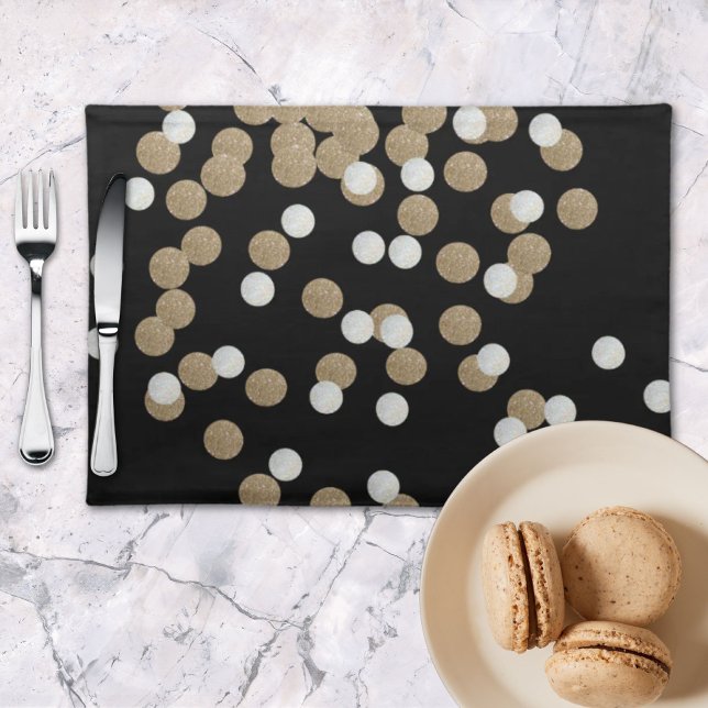minimalist glitter black champagne gold confetti cloth placemat (minimalist glitter black champagne gold confetti cloth placemat)