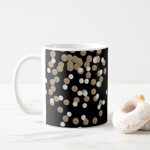 minimalist glitter black champagne gold confetti coffee mug