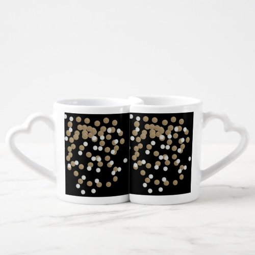 minimalist glitter black champagne gold confetti coffee mug set