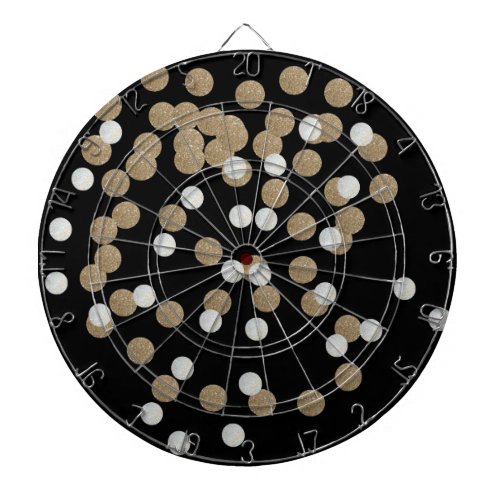 minimalist glitter black champagne gold confetti dart board