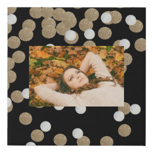 minimalist glitter black champagne gold confetti faux canvas print
