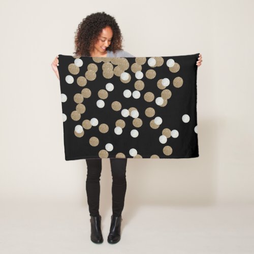 minimalist glitter black champagne gold confetti fleece blanket