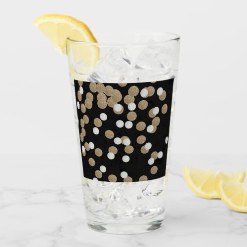 minimalist glitter black champagne gold confetti glass