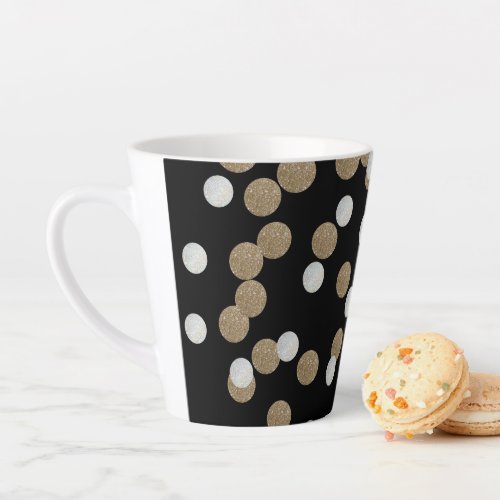 minimalist glitter black champagne gold confetti latte mug