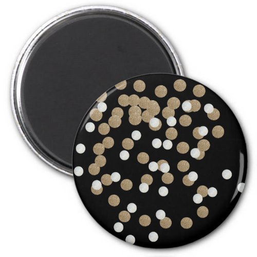 minimalist glitter black champagne gold confetti magnet
