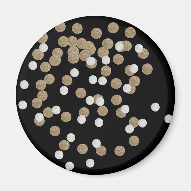 minimalist glitter black champagne gold confetti magnet (Front)