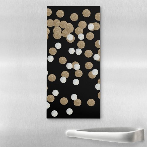 minimalist glitter black champagne gold confetti magnetic notepad