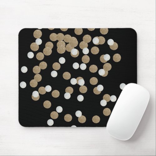 minimalist glitter black champagne gold confetti mouse pad