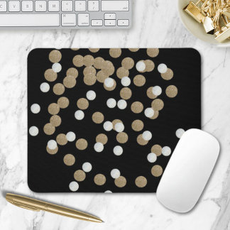 minimalist glitter black champagne gold confetti mouse pad