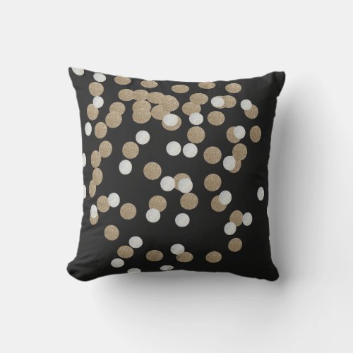 minimalist glitter black champagne gold confetti outdoor pillow