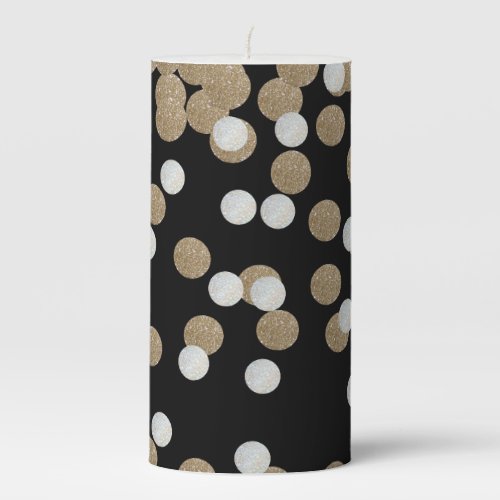 minimalist glitter black champagne gold confetti pillar candle