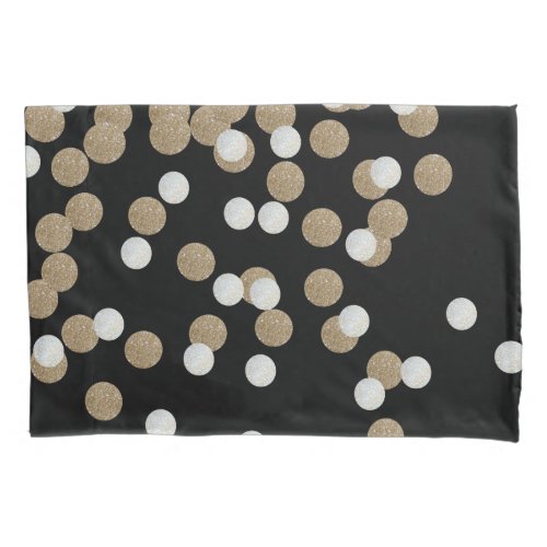 minimalist glitter black champagne gold confetti pillow case