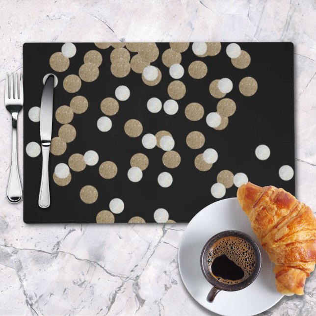 minimalist glitter black champagne gold confetti placemat (minimalist glitter black champagne gold confetti placemat)