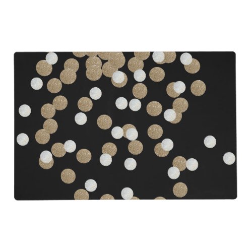 minimalist glitter black champagne gold confetti placemat