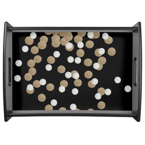 minimalist glitter black champagne gold confetti serving tray