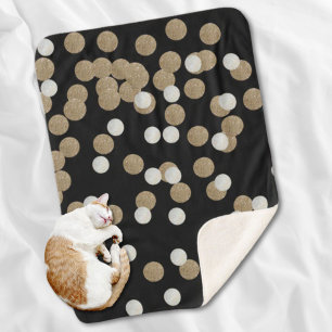 minimalist glitter black champagne gold confetti sherpa blanket