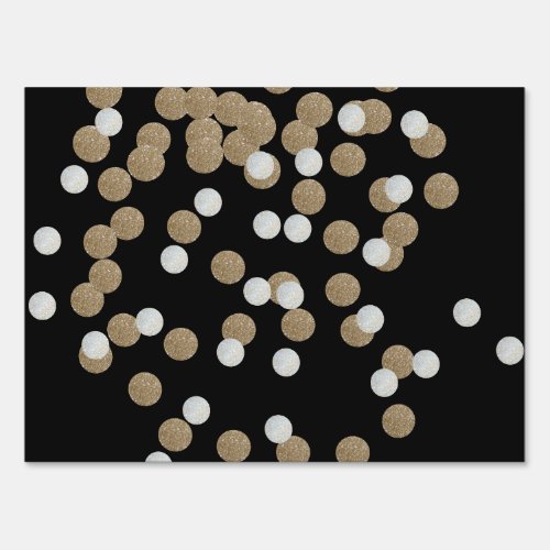 minimalist glitter black champagne gold confetti sign