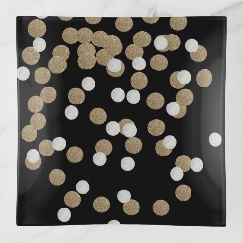 minimalist glitter black champagne gold confetti trinket tray