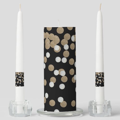 minimalist glitter black champagne gold confetti unity candle set