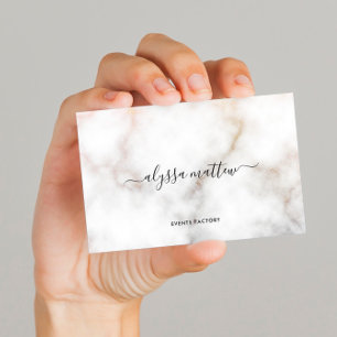 Minimalist Glitter Marble Luxury Signature Script Business Card