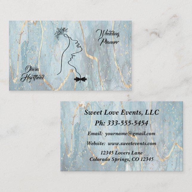 Minimalist Glitter Wedding Planner Business Card (Front/Back)