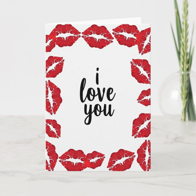 Minimalist Glossy Kiss Love Card (Front)
