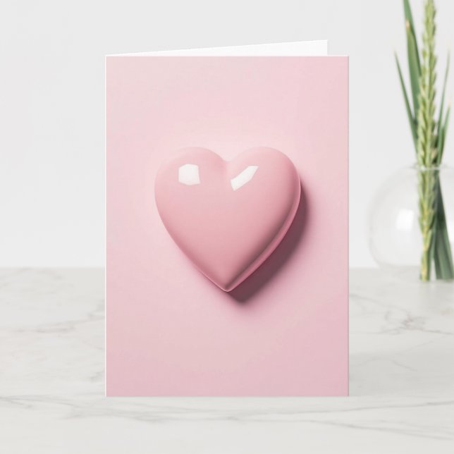 Minimalist Glossy Pink Heart Card (Front)