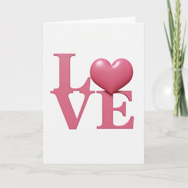 Minimalist Glossy Pink Love Card (Front)