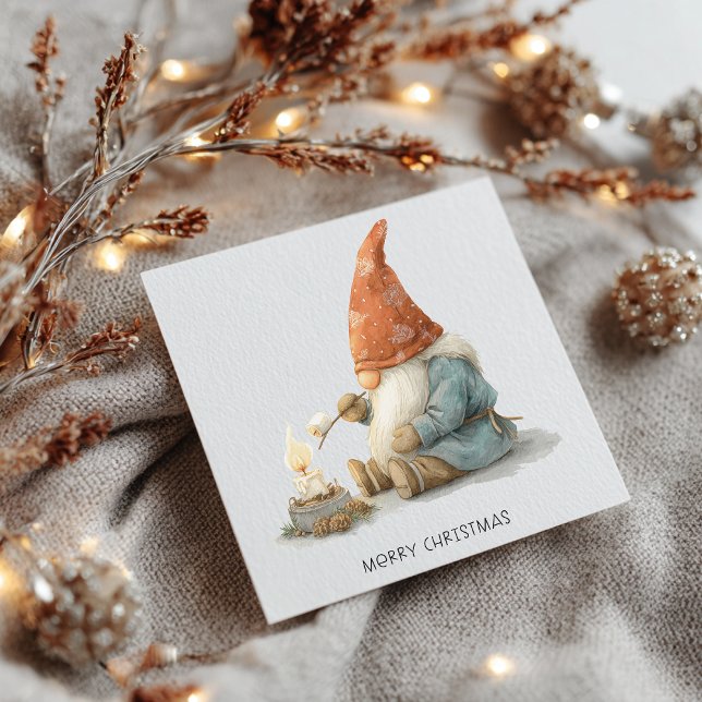 Minimalist Gnome Merry Christmas Holiday Card (Creator Uploaded)