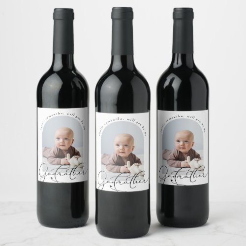 Minimalist Godmother Proposal Photo Wine Label