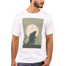 Minimalist Godzilla Moon | Bold Kaiju Silhouette