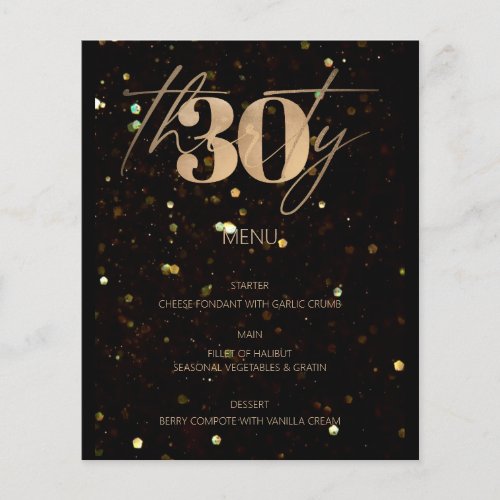 Minimalist Gold 30th Budget Birthday Party Menu