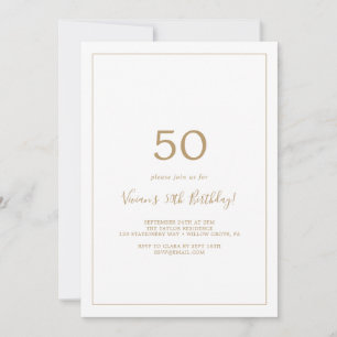Minimalist Gold 50th Birthday Party Invitation