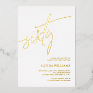 Minimalist Gold 60th Birthday Invitation Foil Invitation