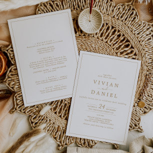Minimalist Gold All In One Wedding Invitation