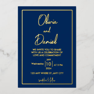 Minimalist Gold All In One Wedding Invitation Foil Invitation