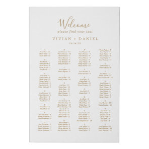 Minimalist Gold Alphabetical Seating Chart Faux Canvas Print