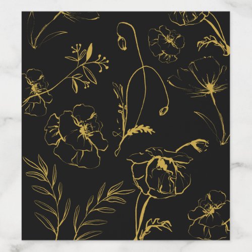 Minimalist Gold and Black Floral 30th Birthday Envelope Liner
