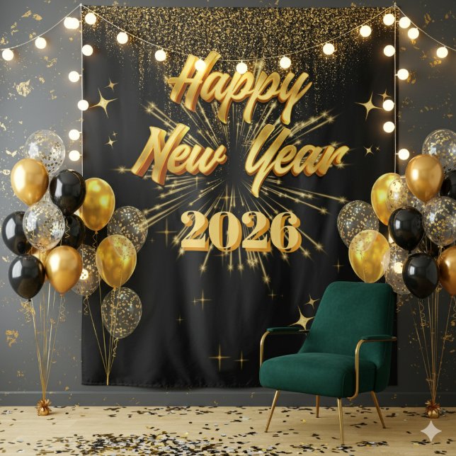 Minimalist Gold And Black New Year Backdrop (Creator Uploaded)