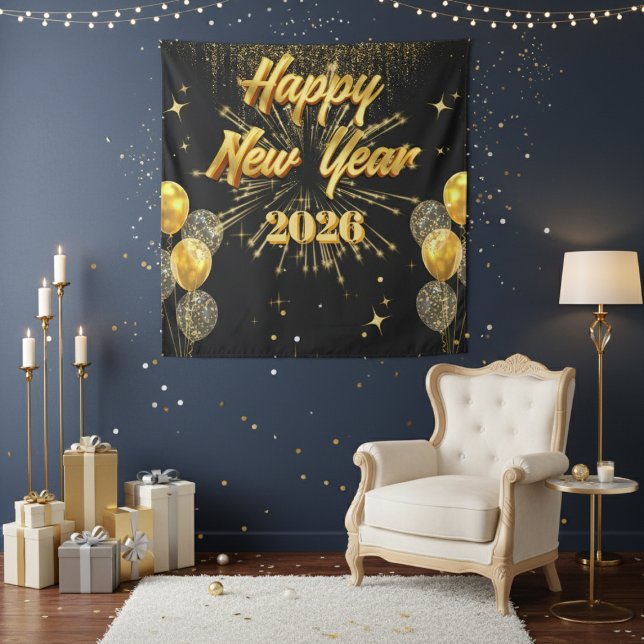 Minimalist Gold And Black New Year Backdrop (Creator Uploaded)