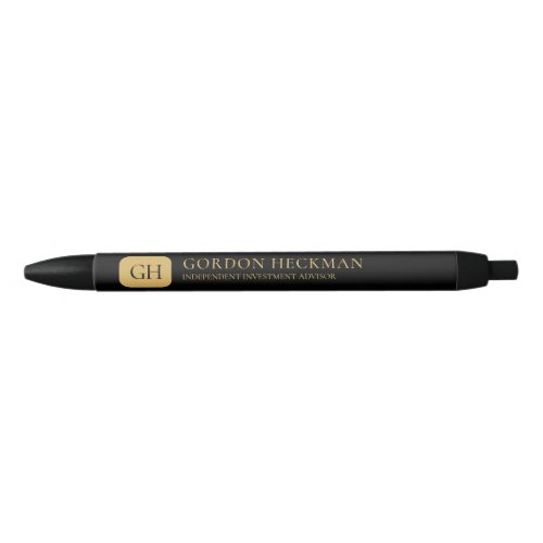 Minimalist gold and black whimsical monogram black ink pen