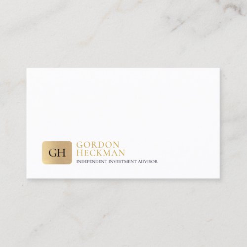 Minimalist gold and black whimsical monogram business card